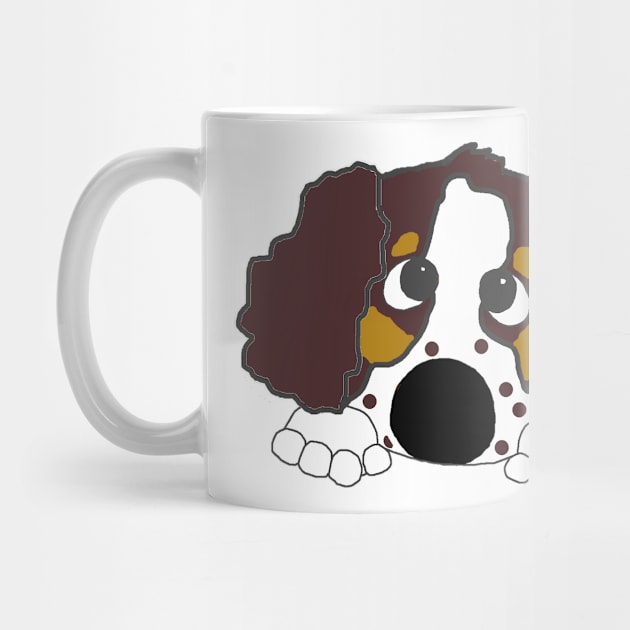 english springer spaniel liver white tan peeking cartoon by Wanderingangel